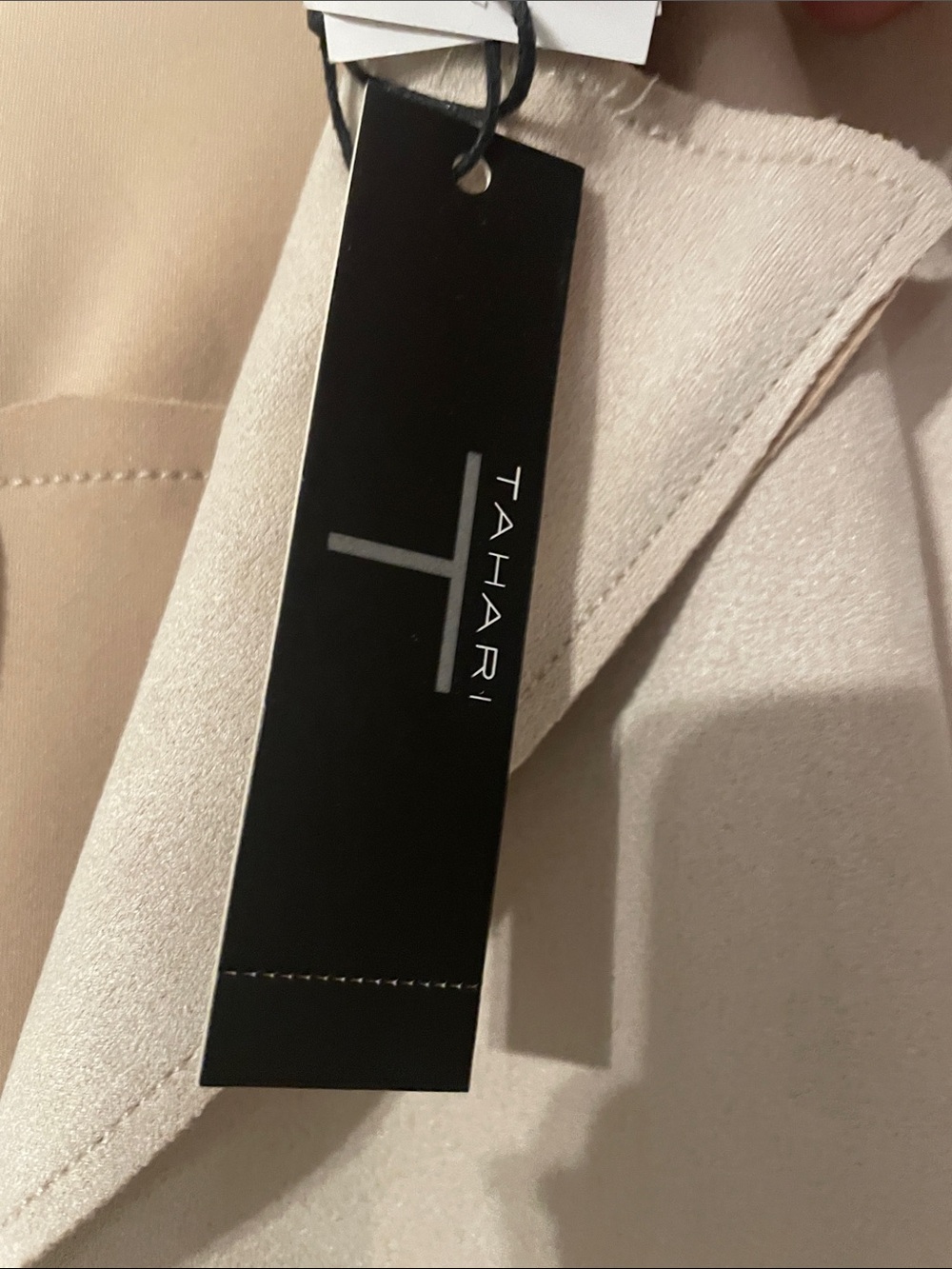 Tahari Light Cream Open Front Trench Coat - Picture 3 of 6
